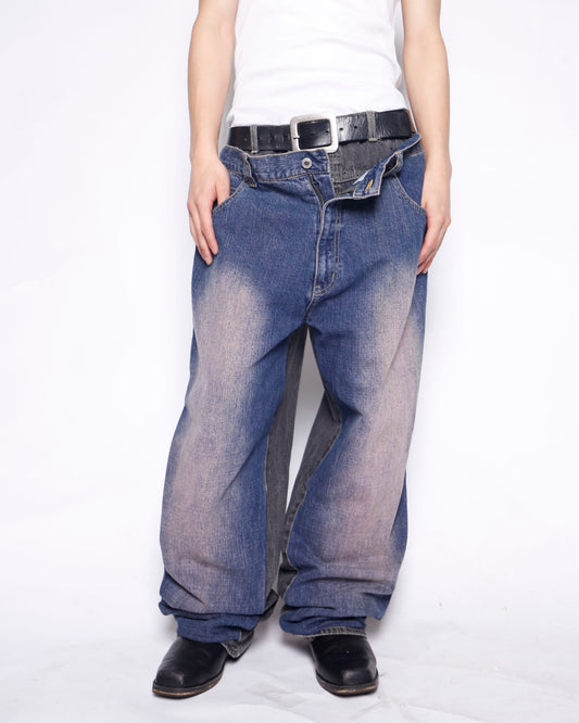 *one-off dropped double face jeans