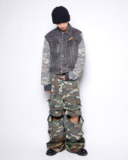 *one-off detachable pleats cargo trousers