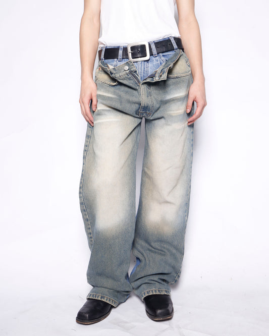 *one-off dropped double face jeans