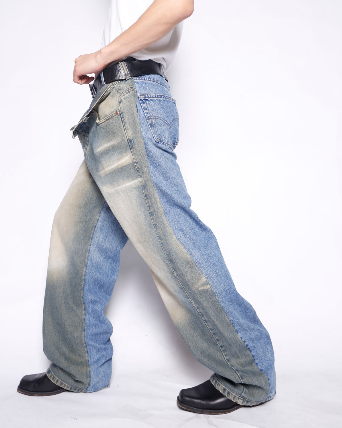 *one-off dropped double face jeans