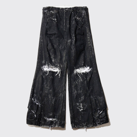 *one-off broken upside down jeans: model- dust black