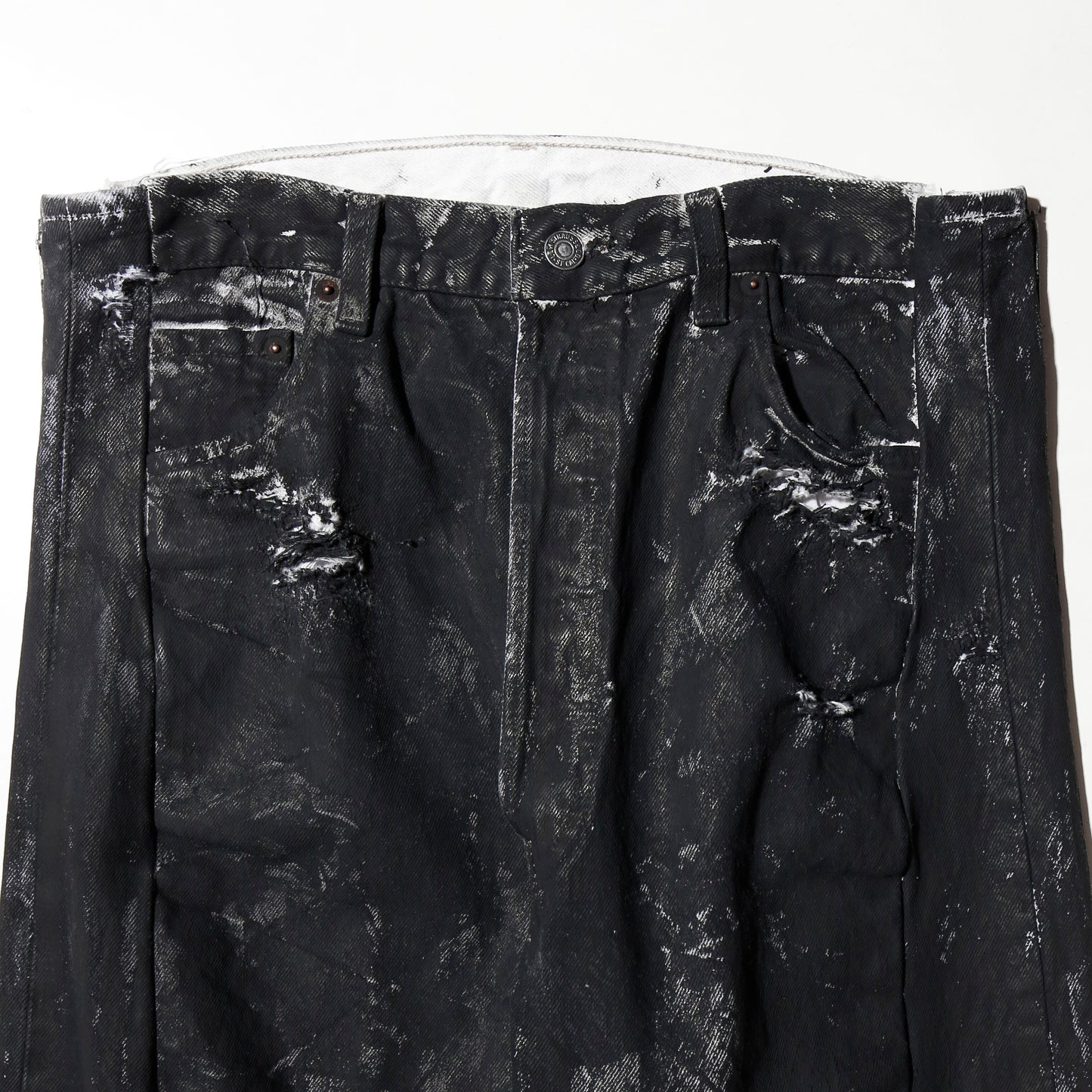 *one-off broken upside down jeans: model- dust black