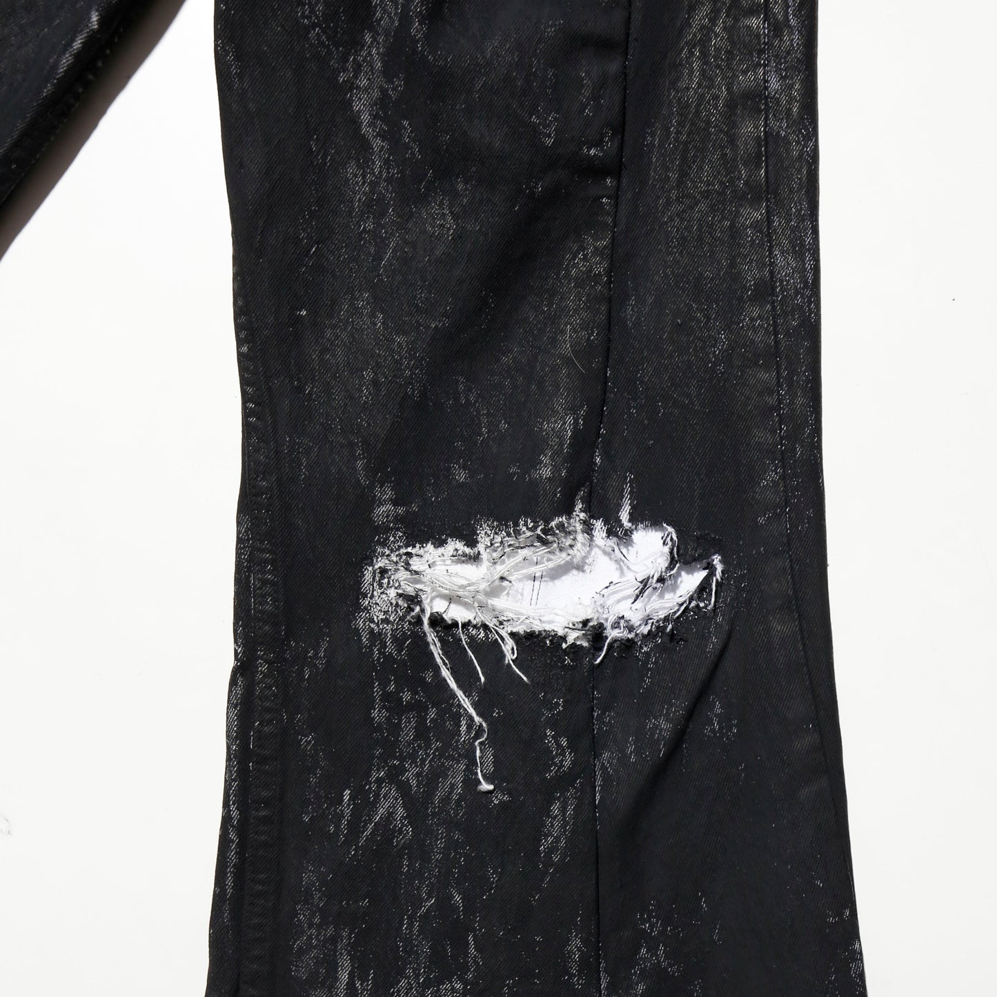 *one-off broken upside down jeans: model- dust black