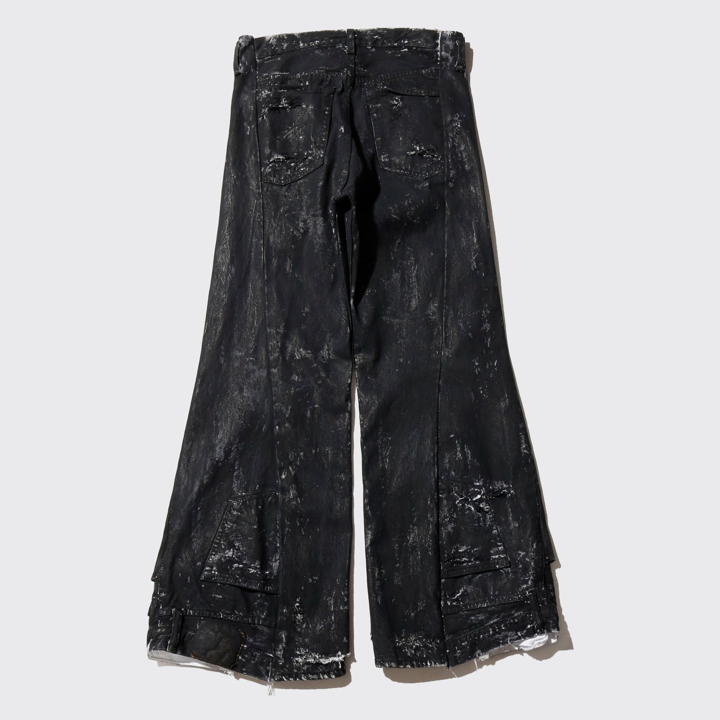 *one-off broken upside down jeans: model- dust black