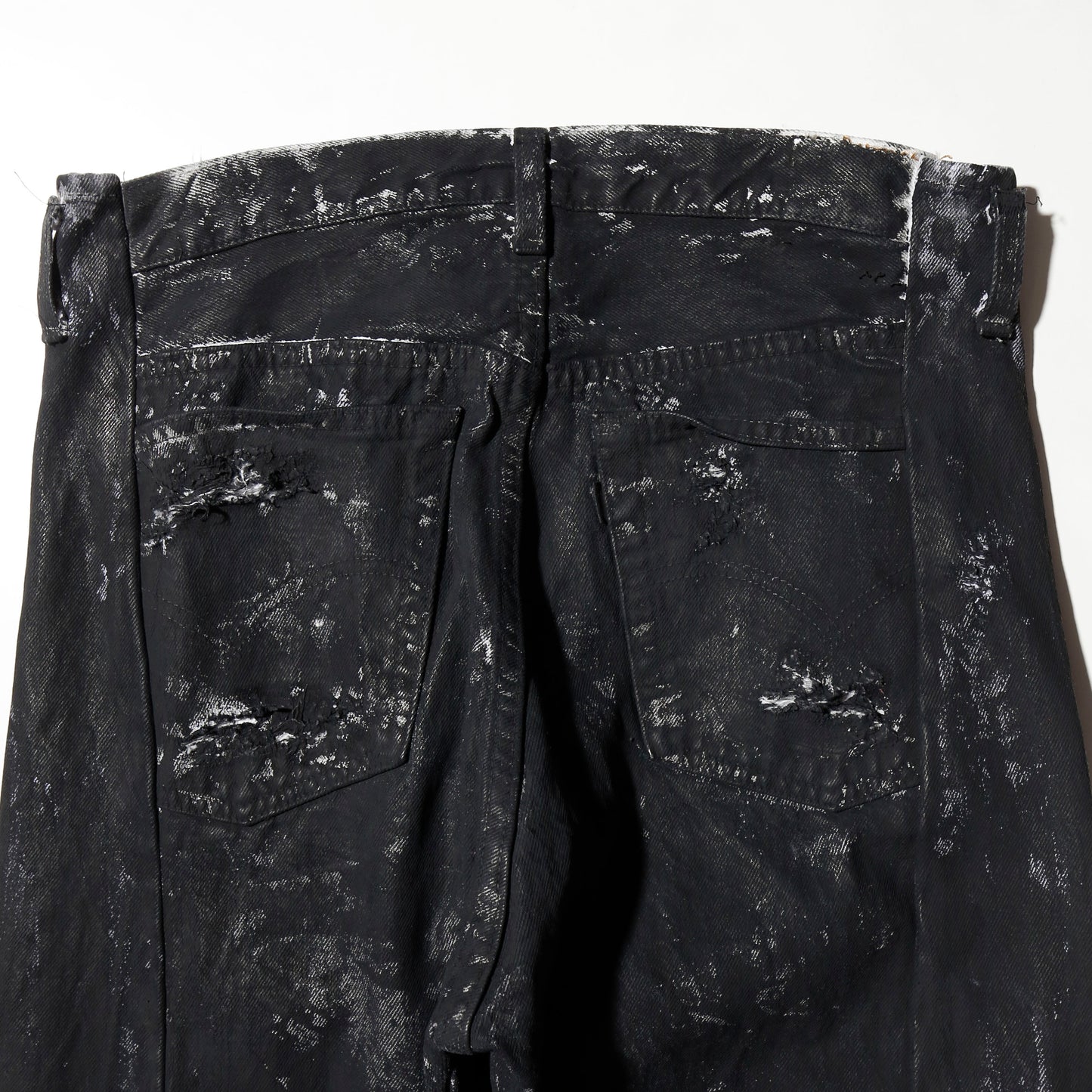 *one-off broken upside down jeans: model- dust black