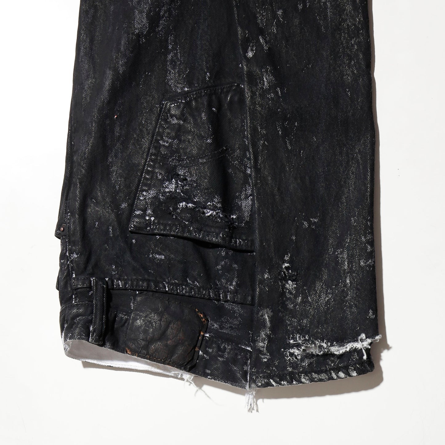 *one-off broken upside down jeans: model- dust black
