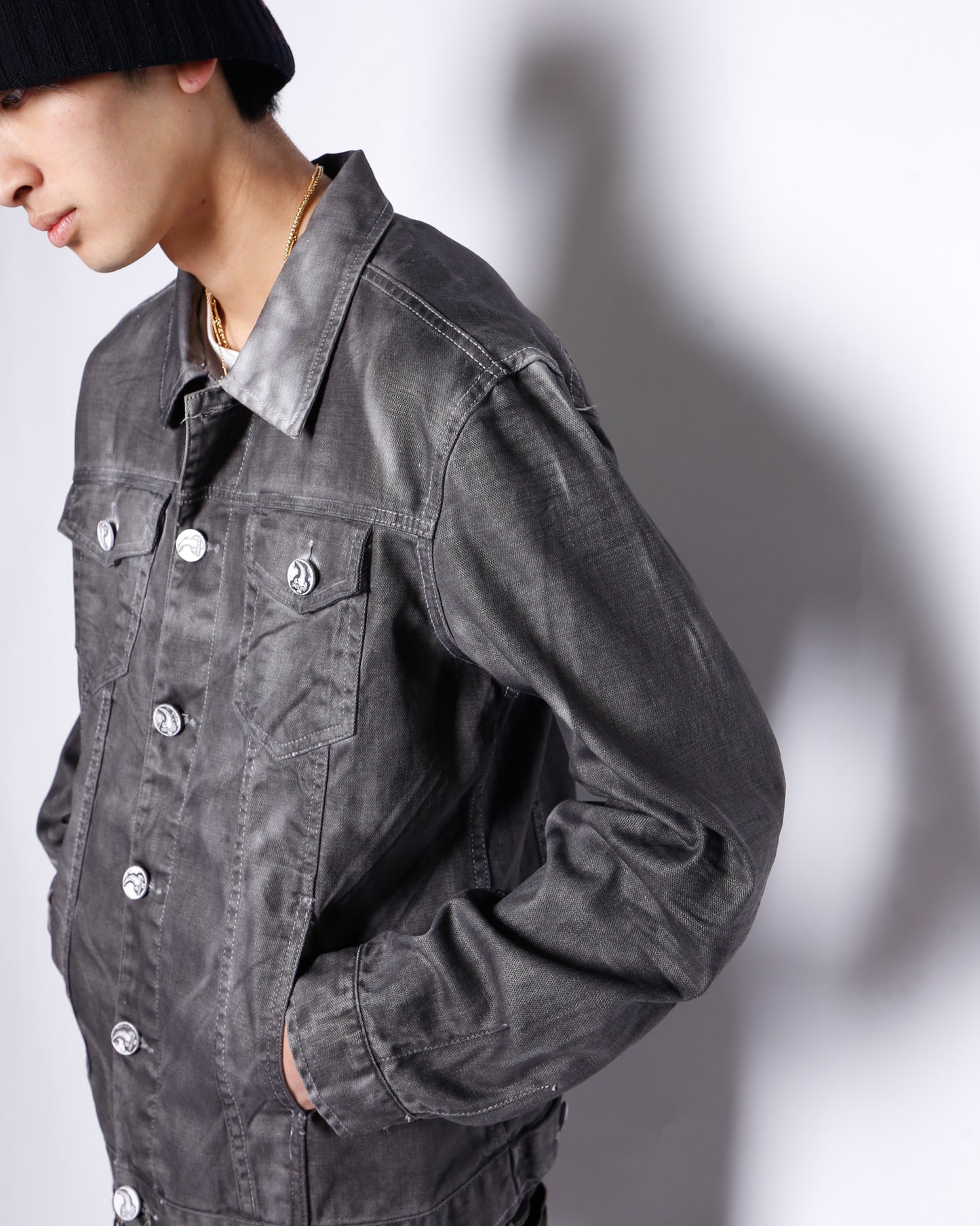 vintage 00's waxed dust trucker jacket