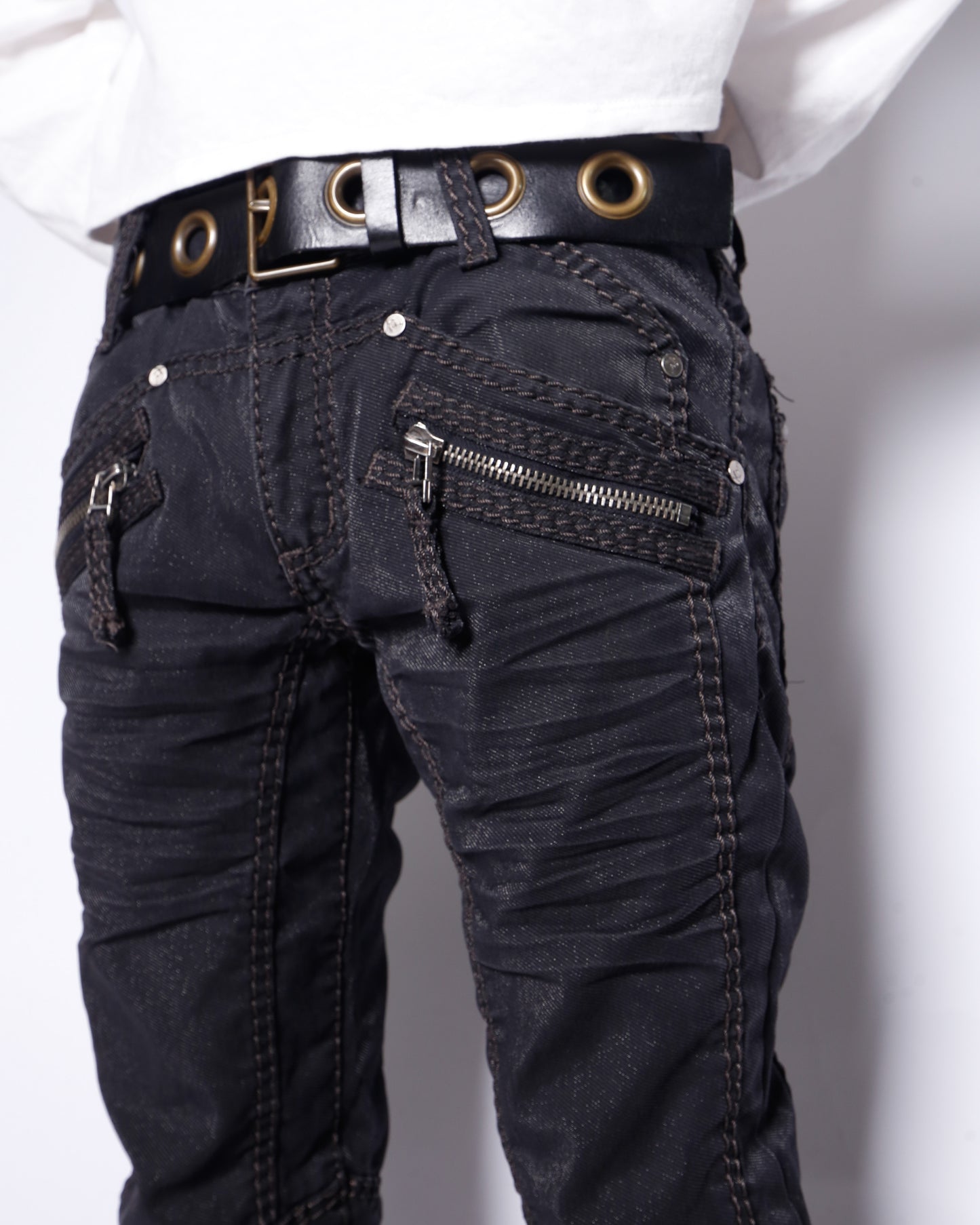 vintage 00's stitched metallic trousers