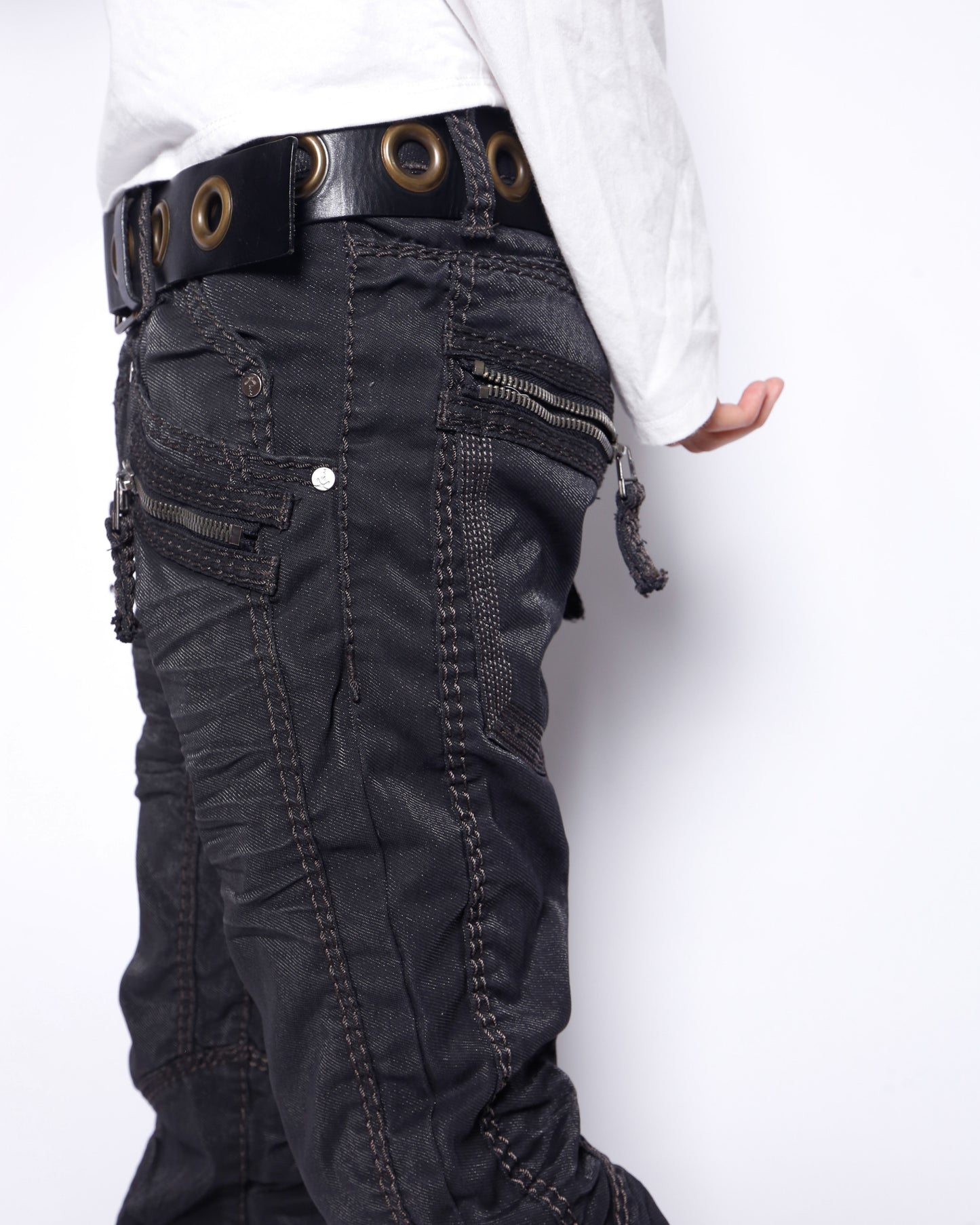 vintage 00's stitched metallic trousers