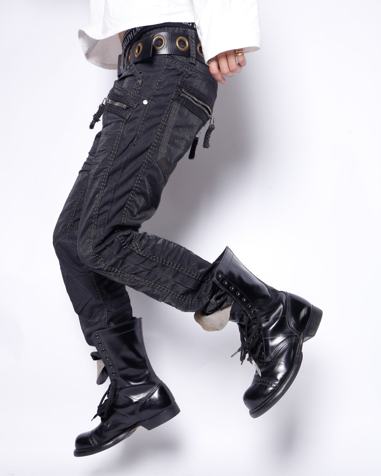 vintage 00's stitched metallic trousers