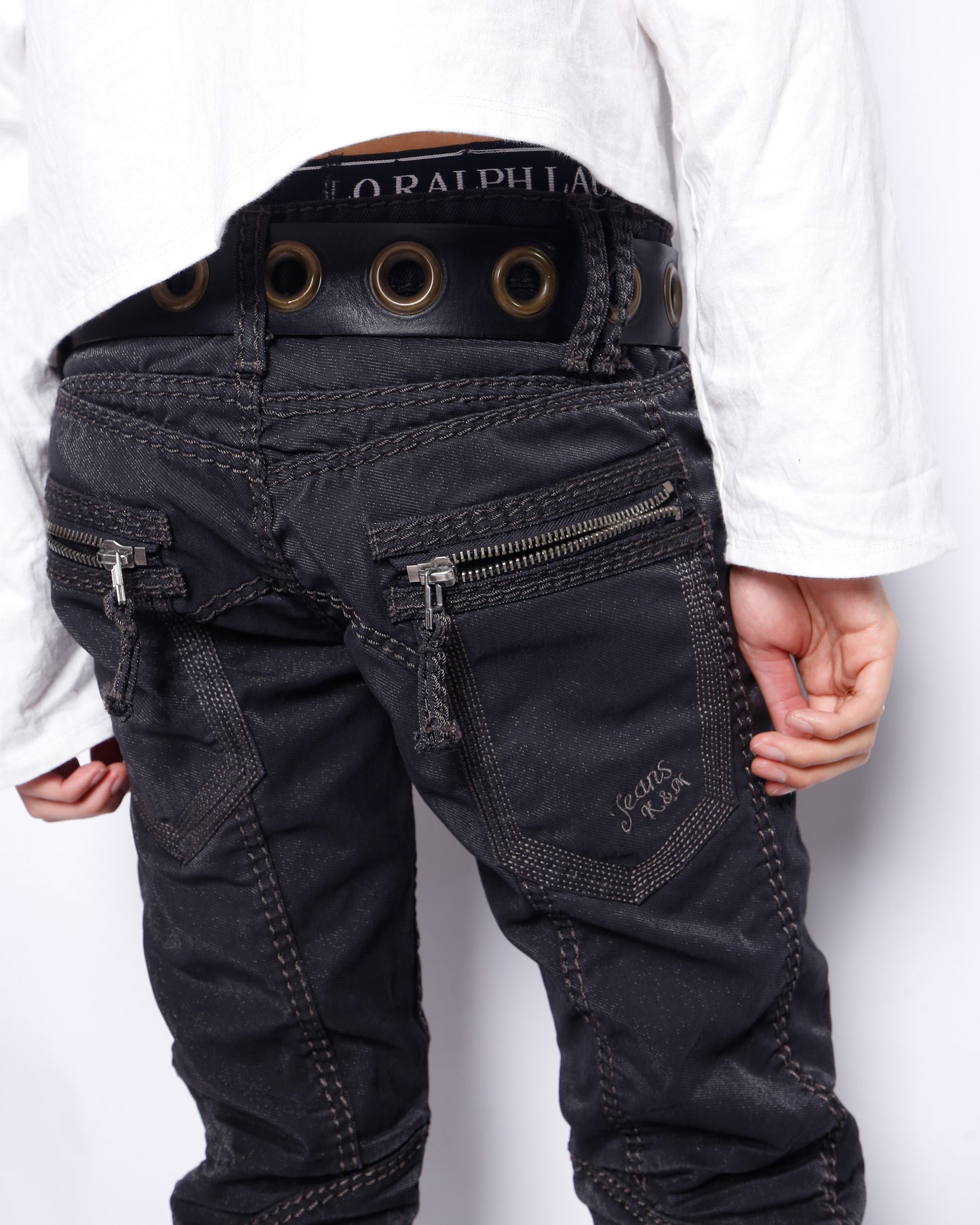 vintage 00's stitched metallic trousers