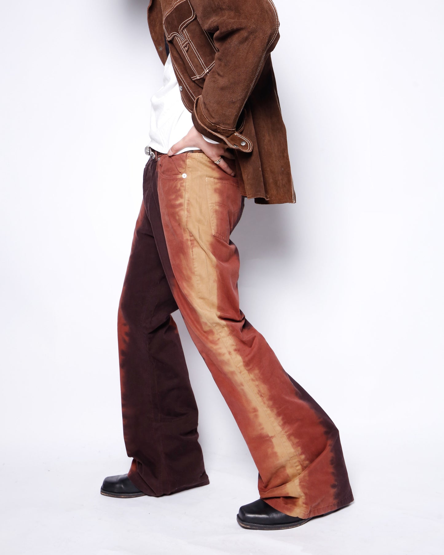 vintage blend stripe flare trousers