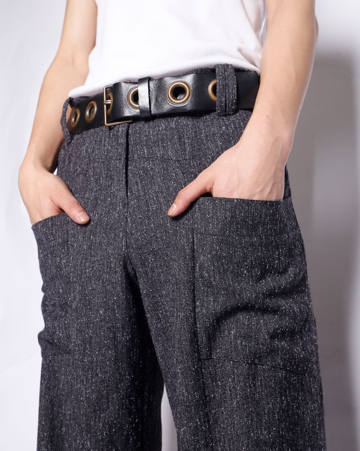 vintage euro drop pocket nep wide slacks