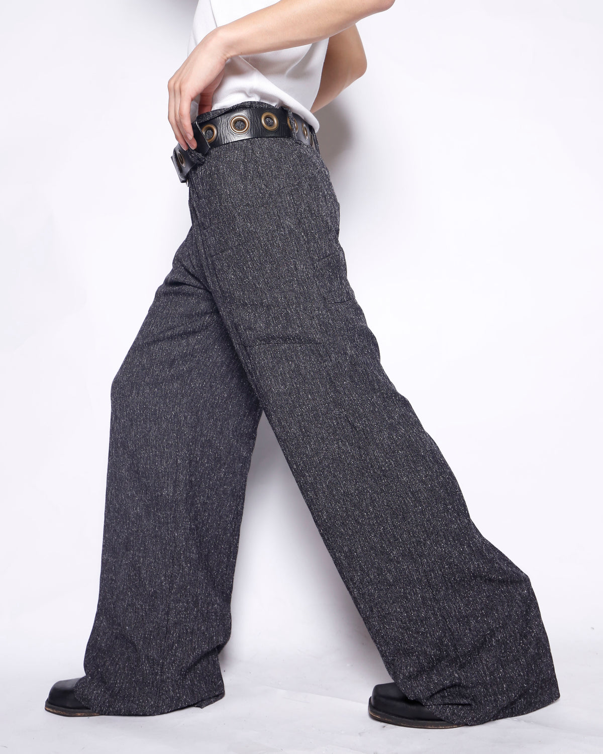 vintage euro drop pocket nep wide slacks