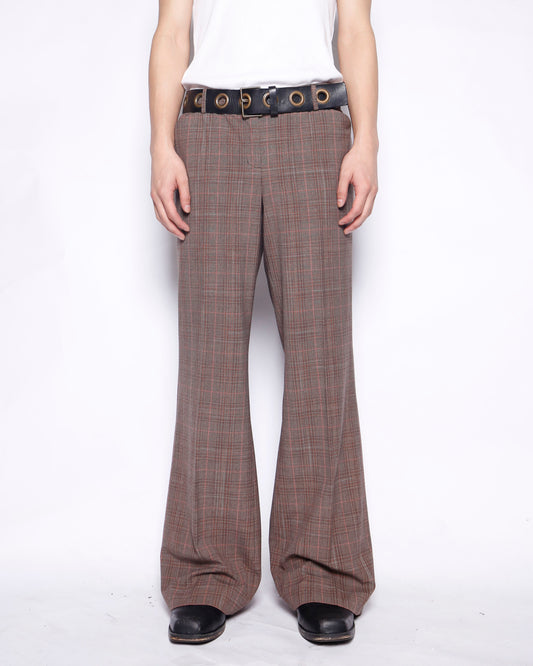 vintage low rise check flare slacks