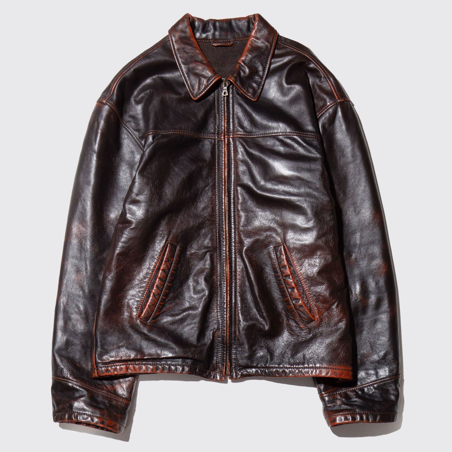 vintage faded leather jacket