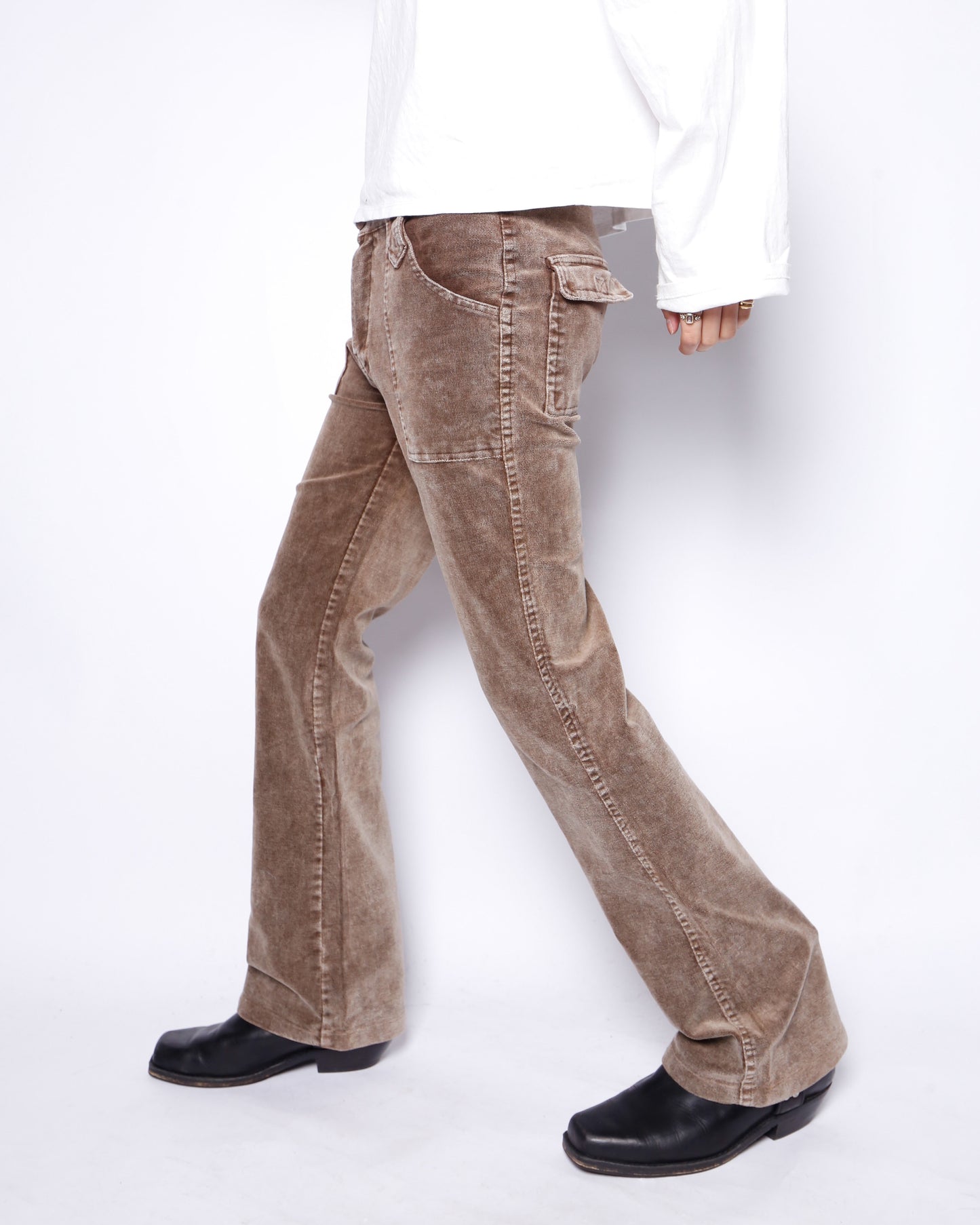 vintage dust velvet flare trousers