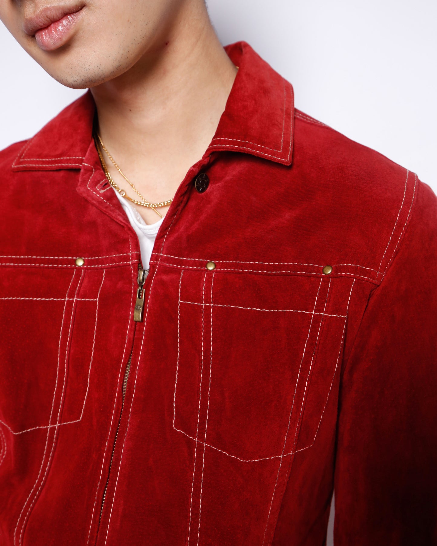 vintage cropped suede leather trucker jacket