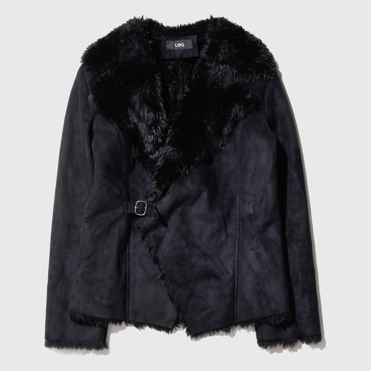 vintage belted faux fur jacket