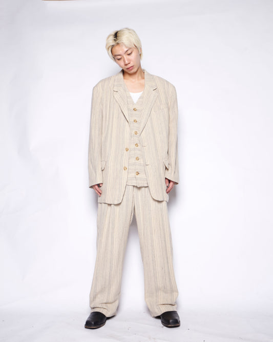 vintage euro 3piece sketch stripe silk linen set up
