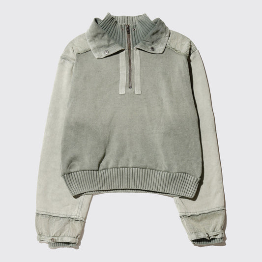 vintage hybrid half zip cotton sweater