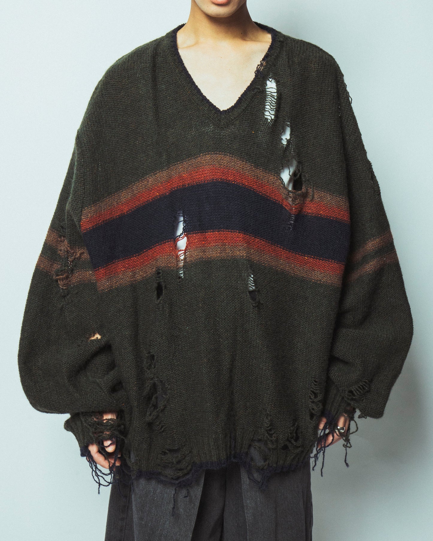 vintage line loose broken sweater