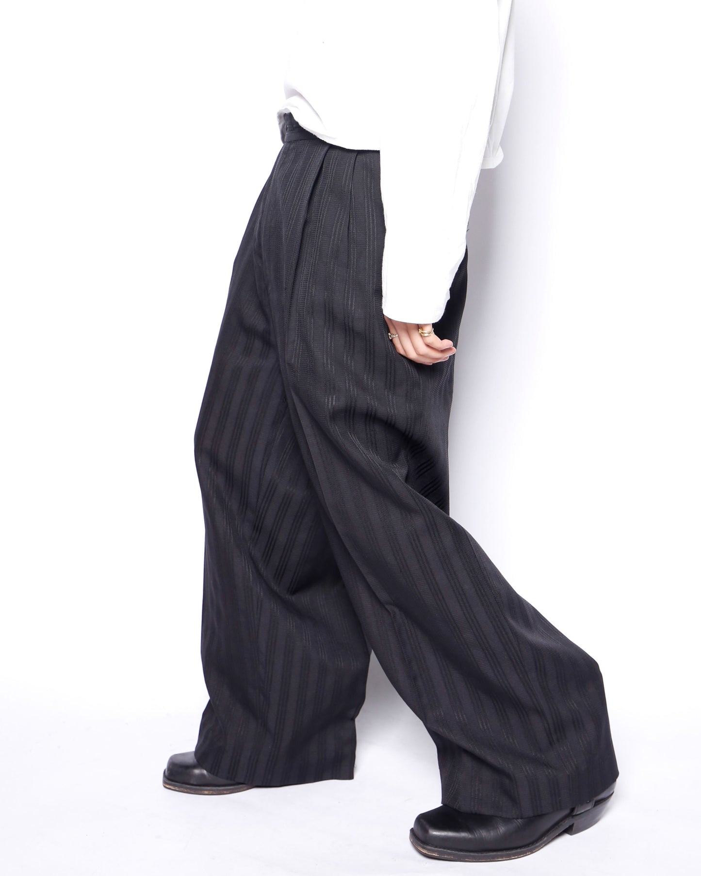 vintage stripe tucked zoot slacks