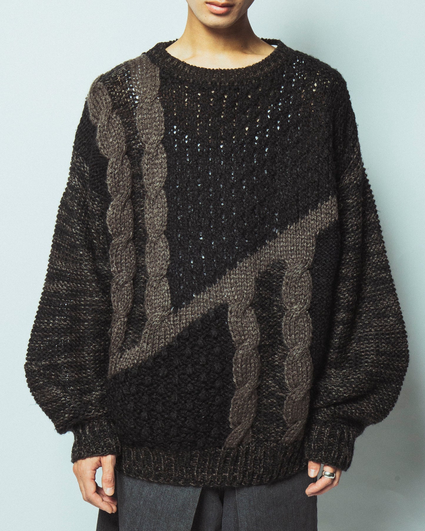 vintage slanting cable sweater