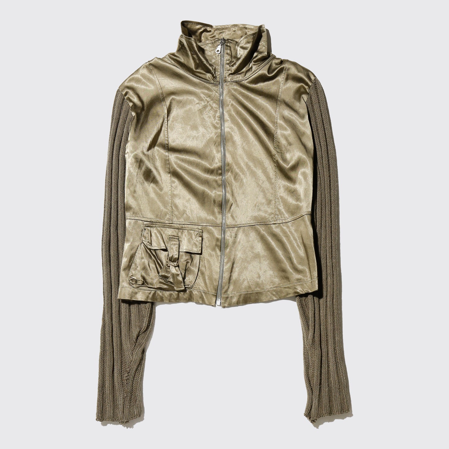 vintage euro satin combi knit jacket