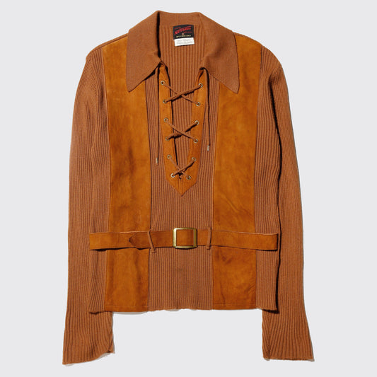 vintage euro suede lace up sweater