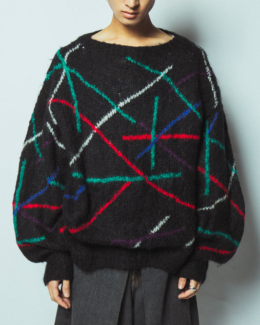 vintage multi line wide sweater