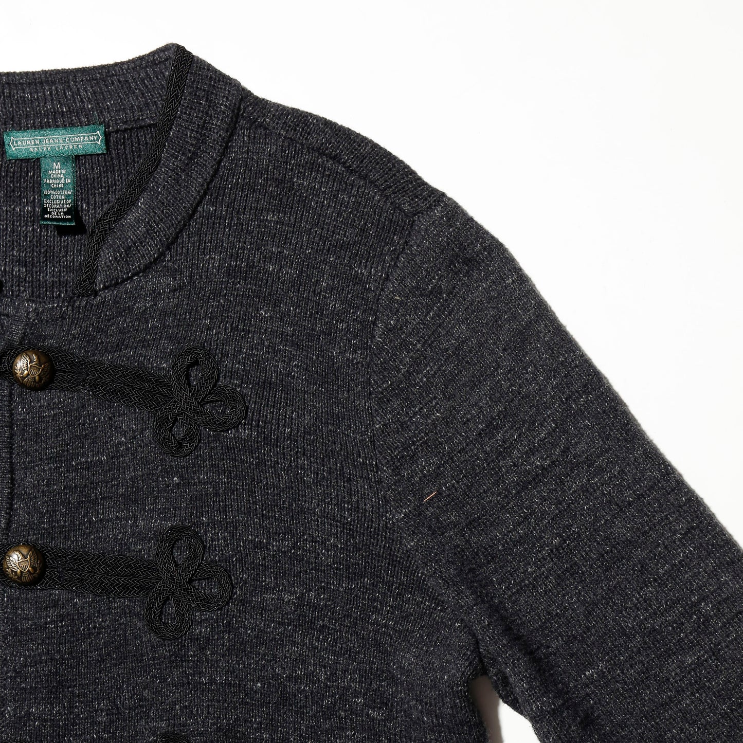 vintage lauren jeans frog closure napoleon knit jacket