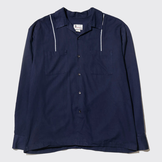 vintage 90's kik wear usa broderied open collar shirt
