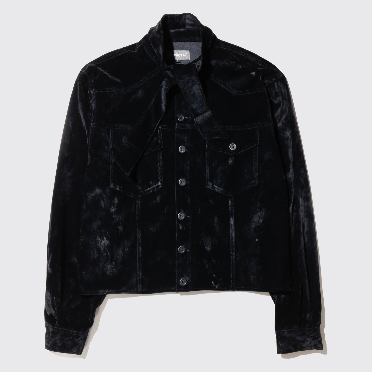 *one-off cropped bowtie velvet shirt
