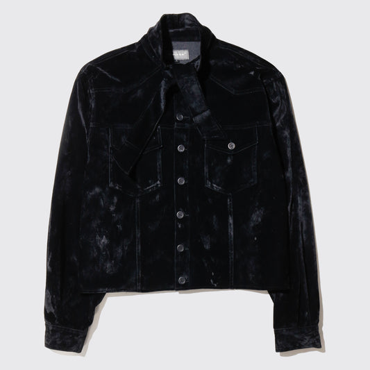 *one-off cropped bowtie velvet shirt