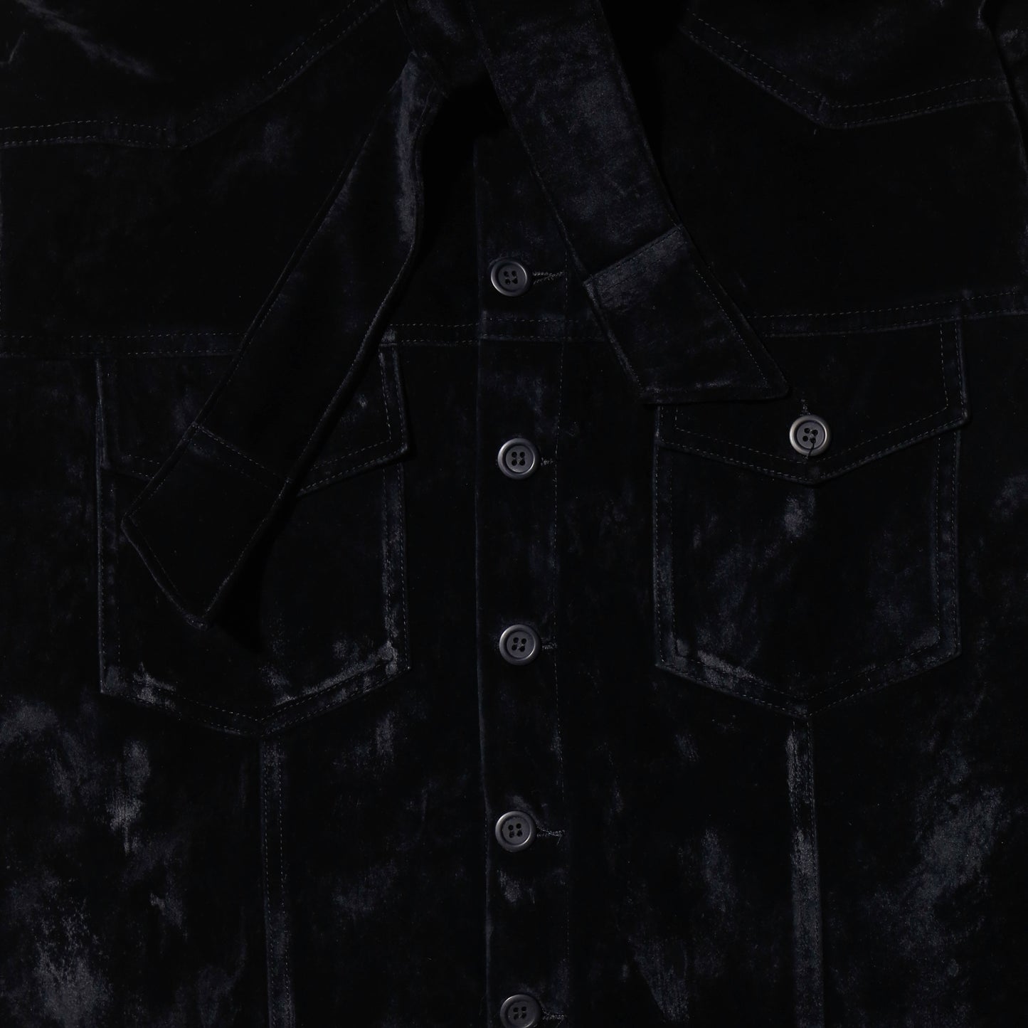 *one-off cropped bowtie velvet shirt