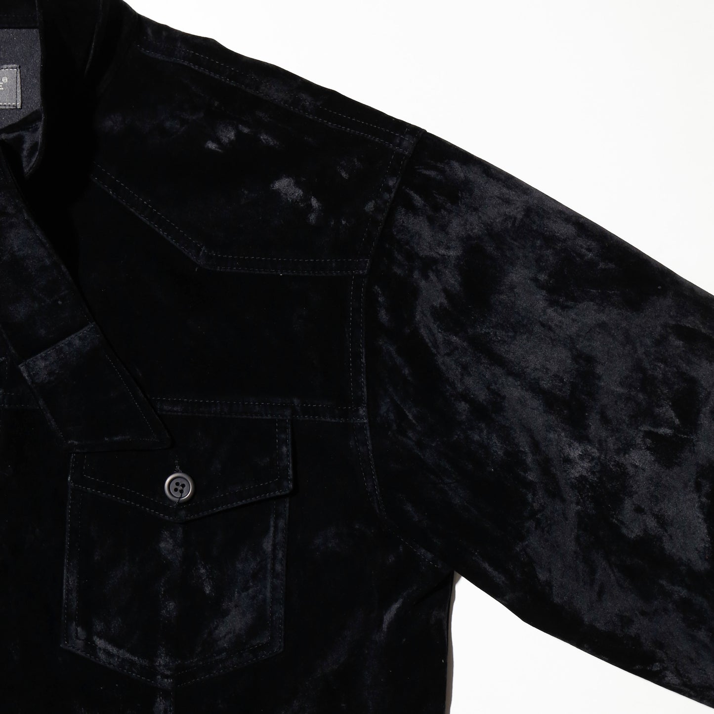 *one-off cropped bowtie velvet shirt