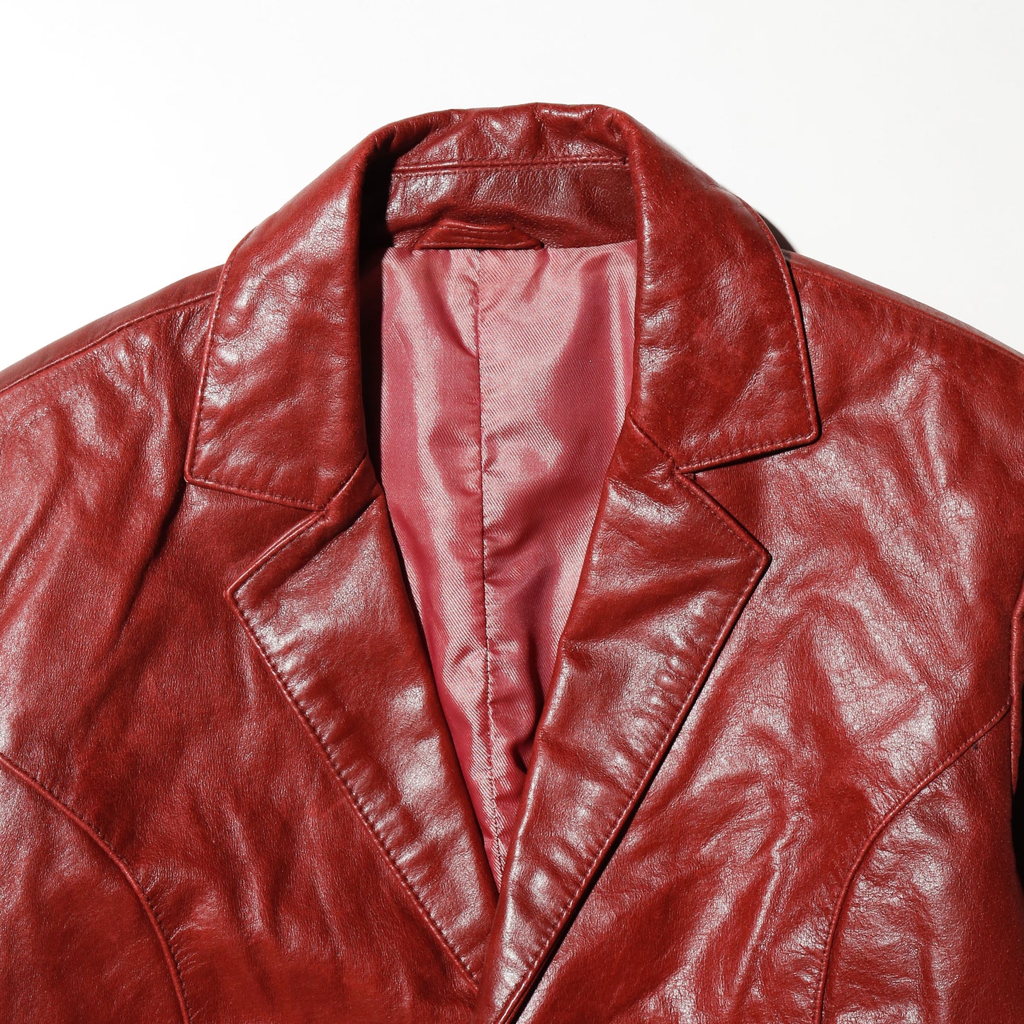 vintage cropped crimson leather jacket