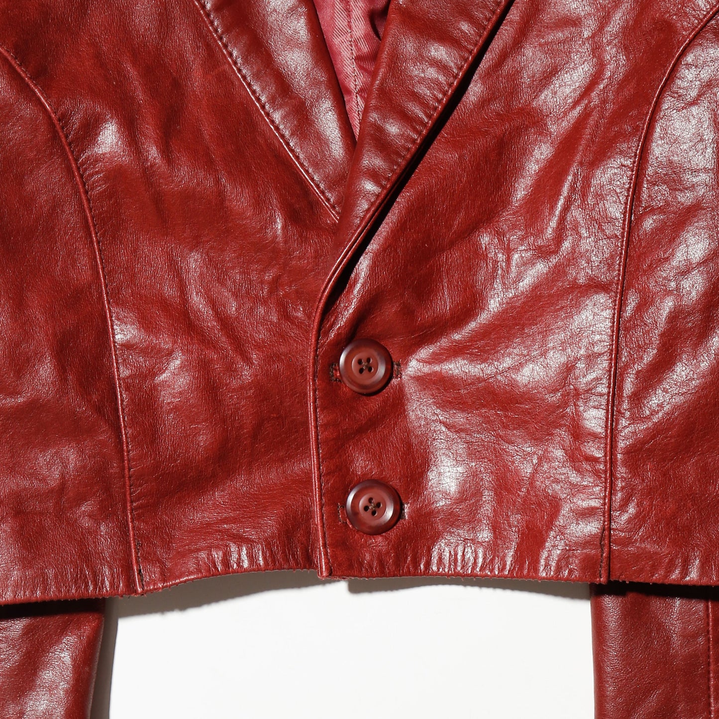 vintage cropped crimson leather jacket