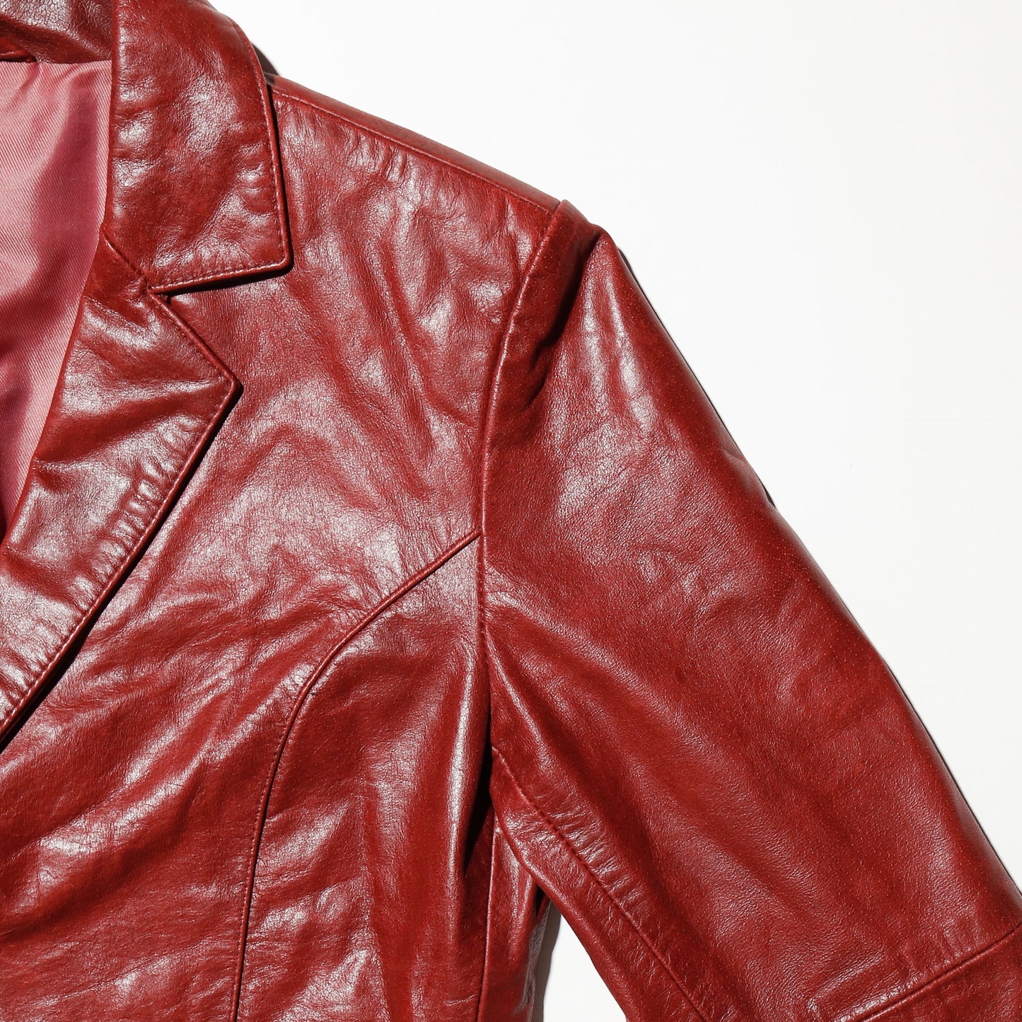 vintage cropped crimson leather jacket
