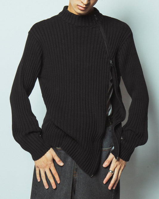 vintage slanting zip sweater