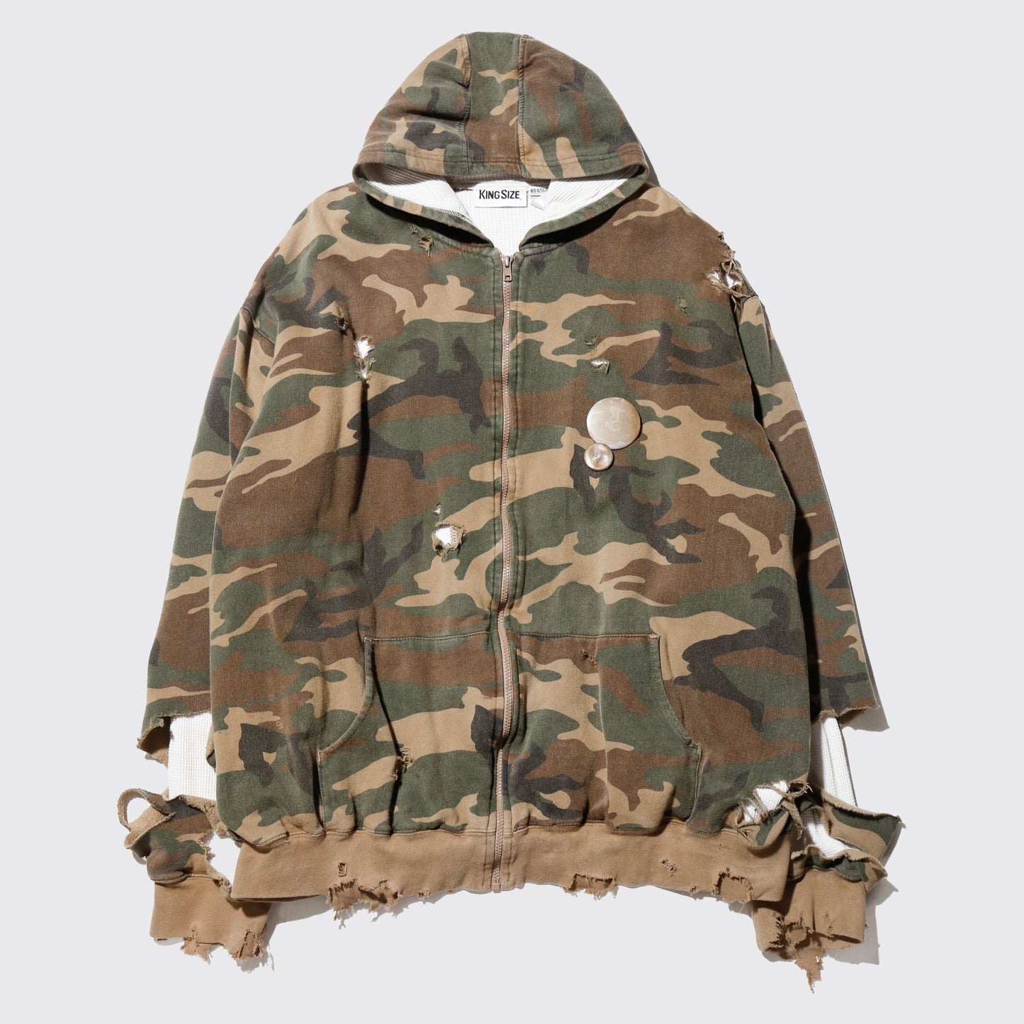 *one-off broken camo hoodie , with thermal liner/aging kapper badge