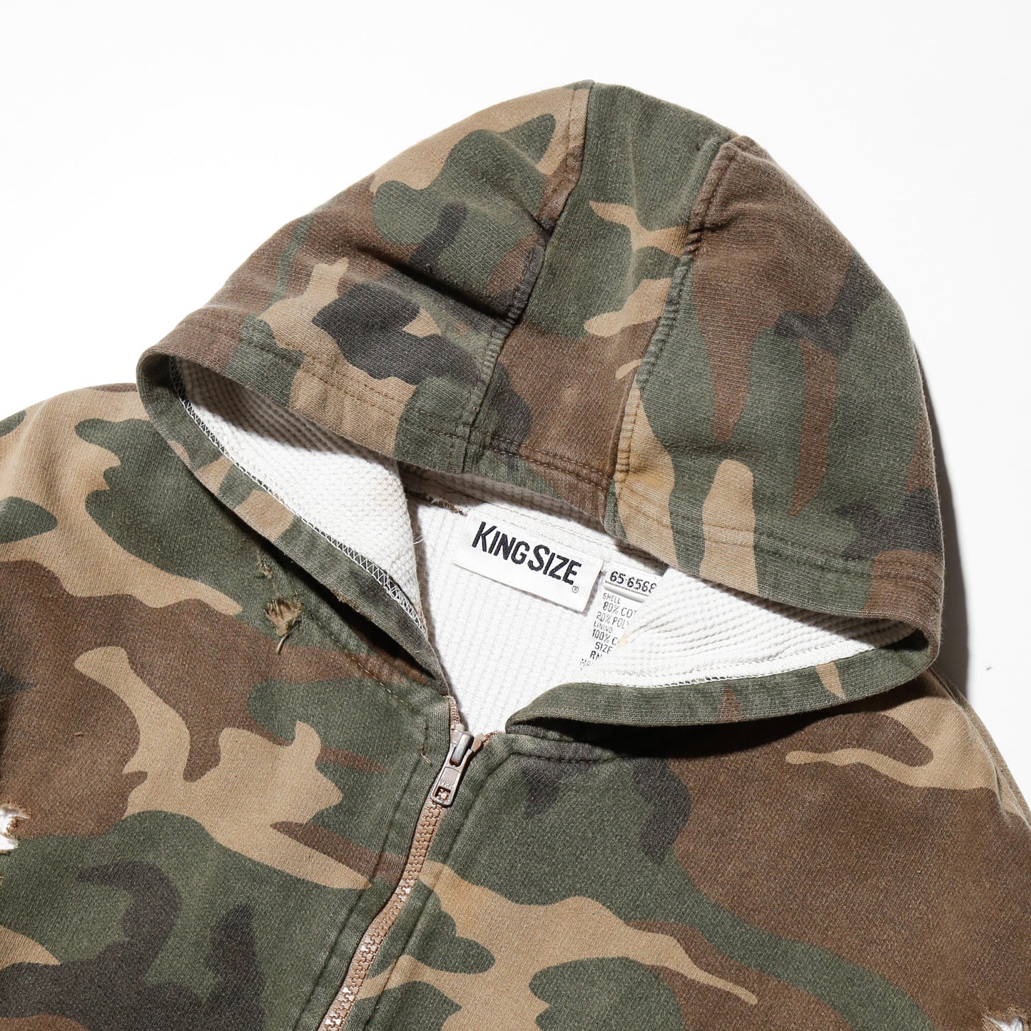 *one-off broken camo hoodie , with thermal liner/aging kapper badge