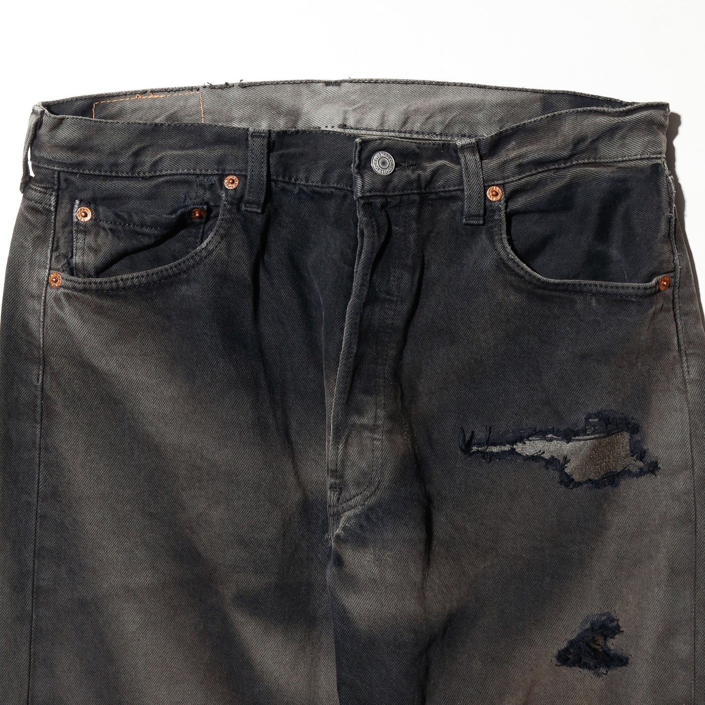 *one-off 90's levi's 501 acid repaired jeans