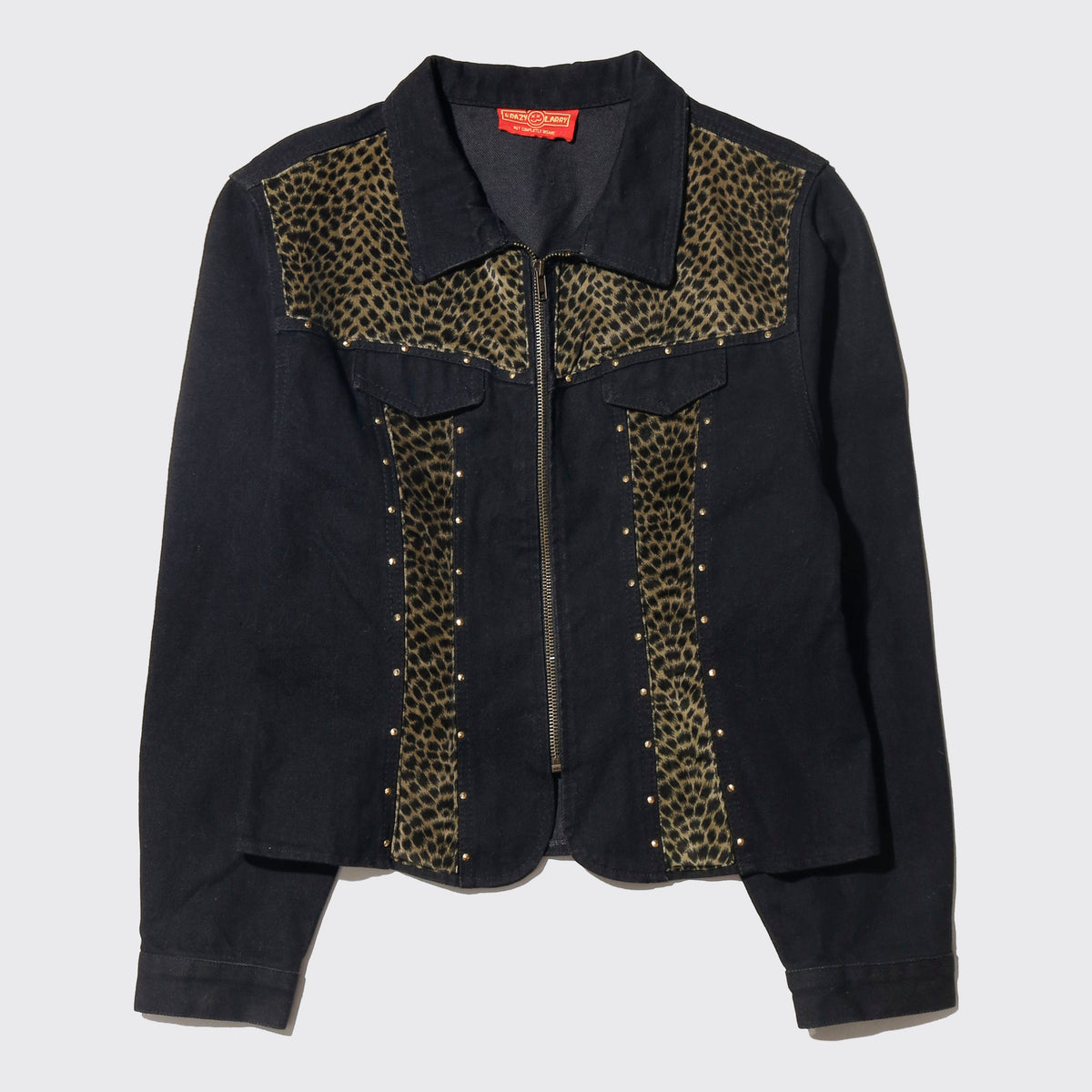vintage 90's studded animal combi trucker jacket