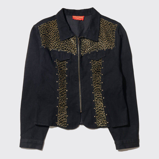 vintage 90's studded animal combi trucker jacket