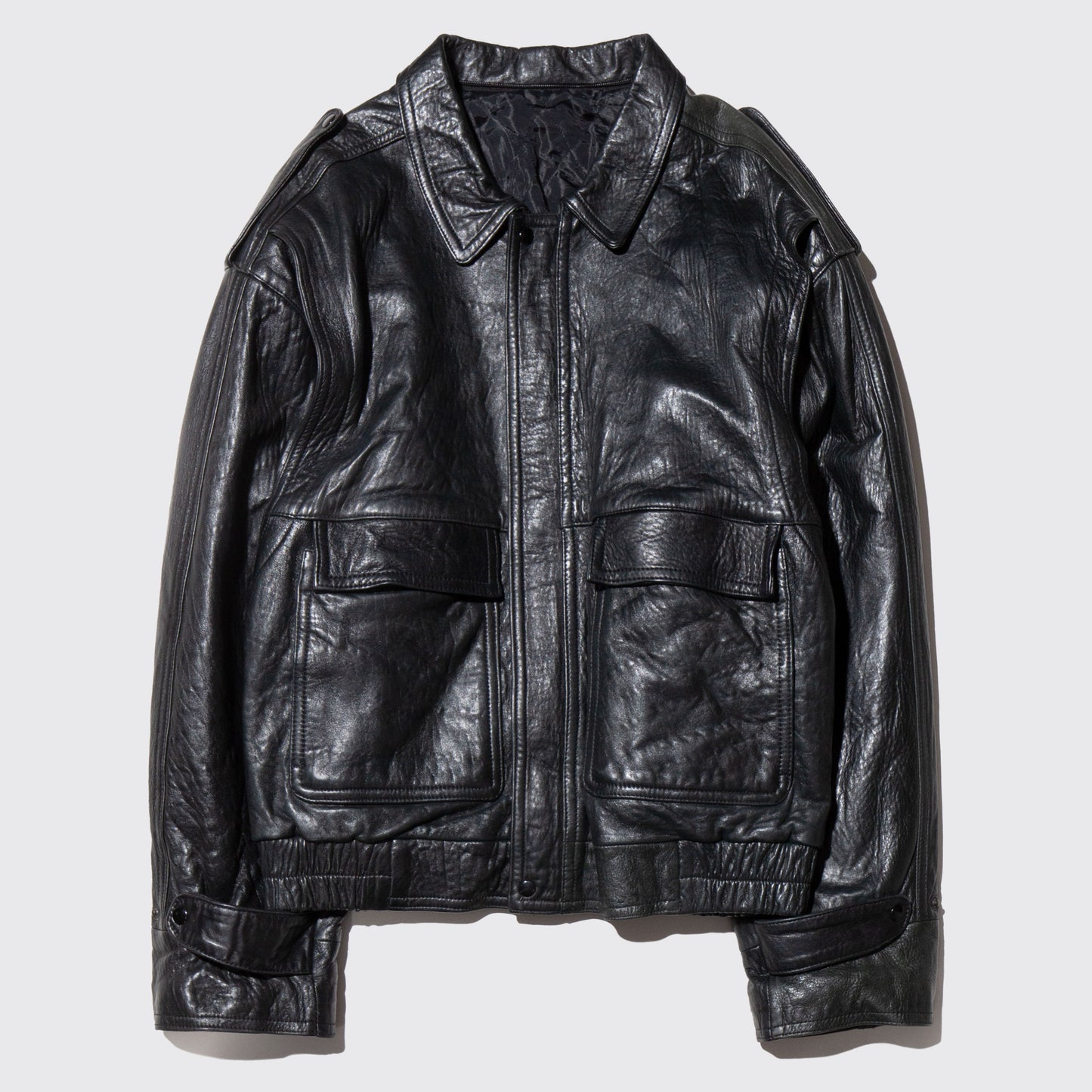 vintage loose aviator leather jacket