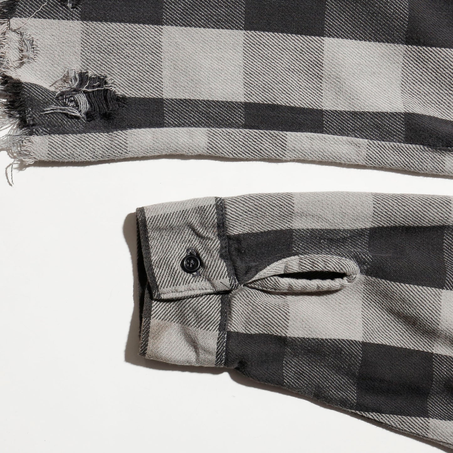*one-off 80's five bother broken flannel check shirt, with copper badge