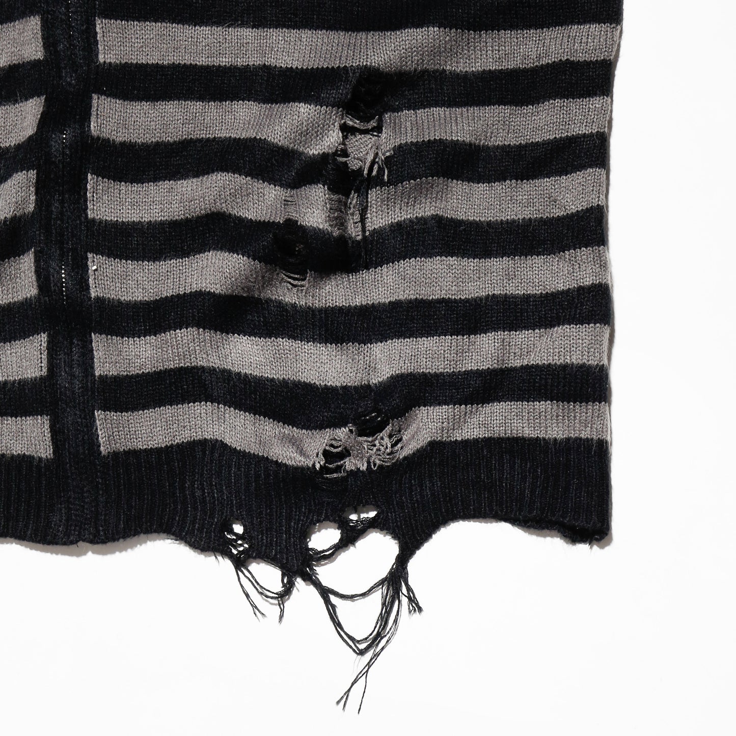 *one-off broken border knit hoodie , with aging kapper badge