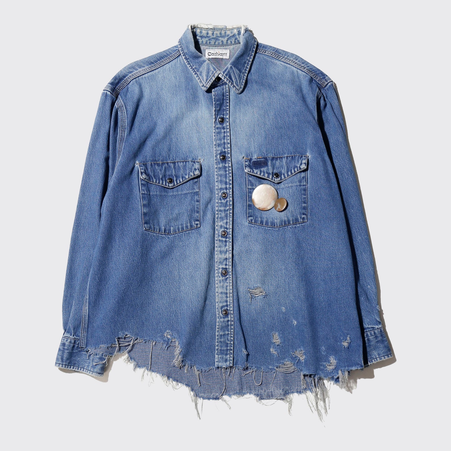 *one-off carhartt broken denim shirt,with copper badge